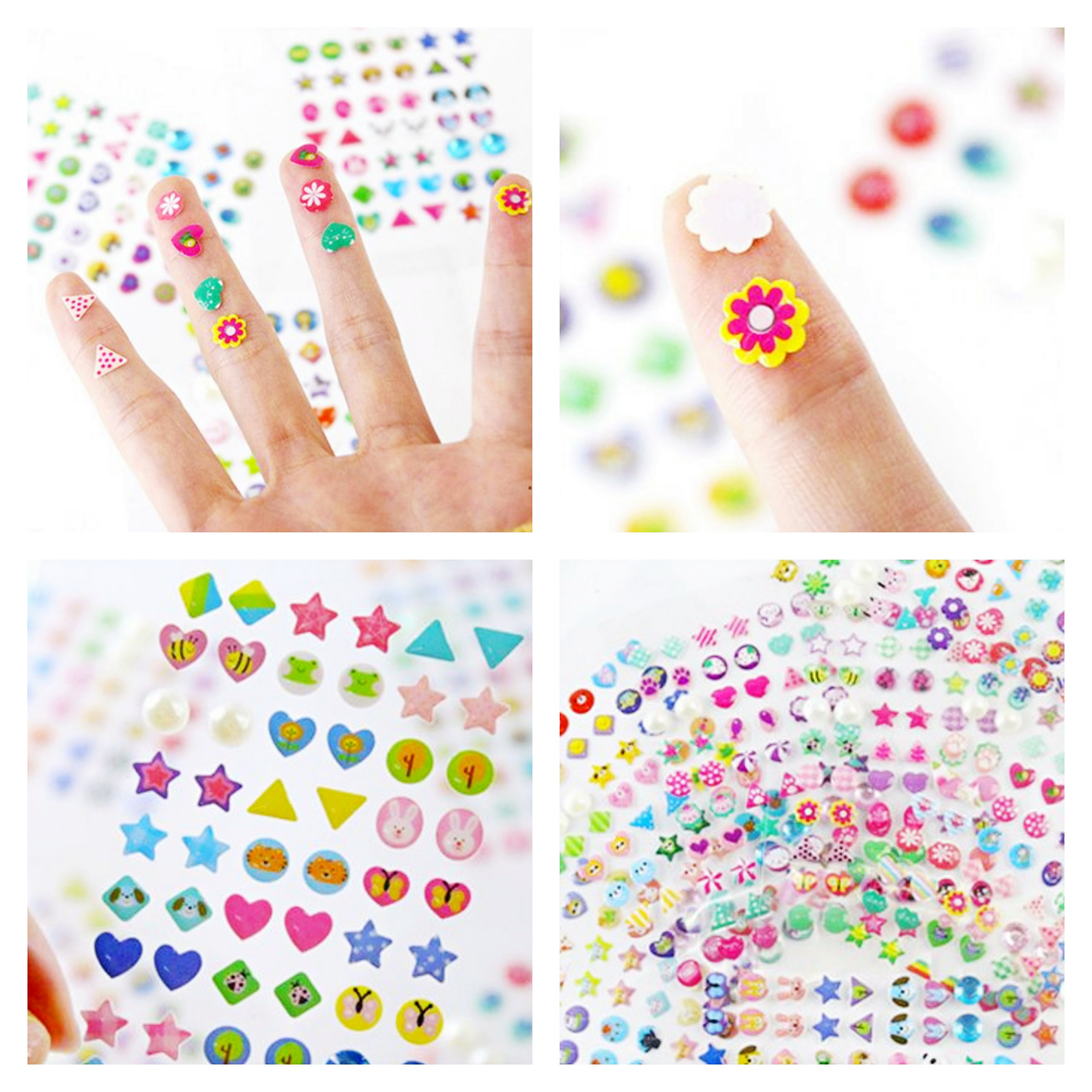 Stick on Earrings for Little Girls Gems Diamond Sticker Earrings Self- Adhesive Glitter Craft Crystal Stickers 300Pcs 